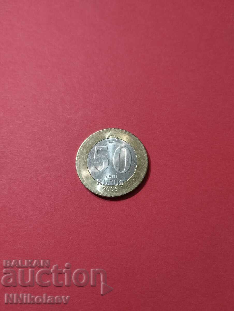 Turkey 50 new kurusha 2005 year with price 1.00 BGN | € 0.51 Turkey 50 new kurusha 2005 year with price 1.00 BGN | € 0.51