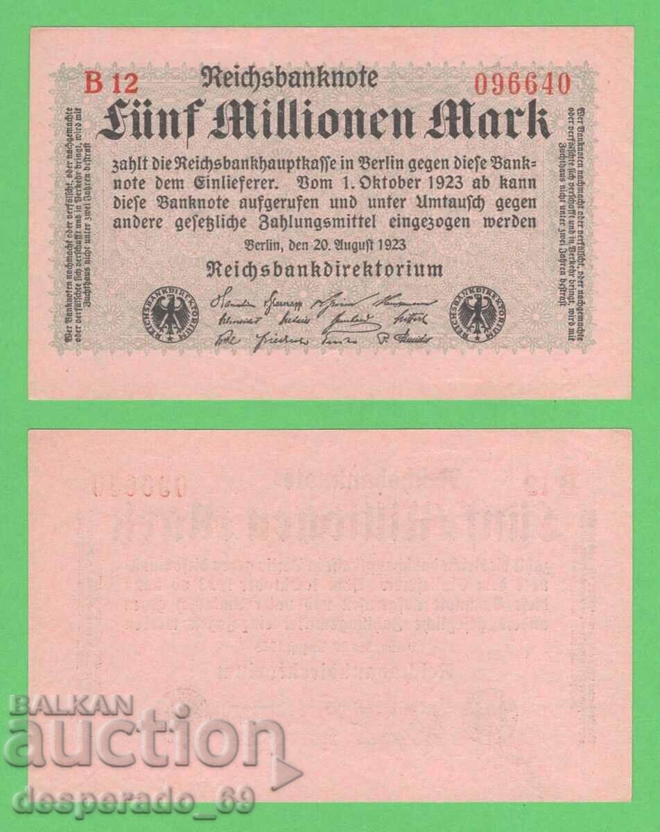 (¯`'•.¸GERMANY 5 million marks 20.08.1923 UNC¸.•'´¯)
