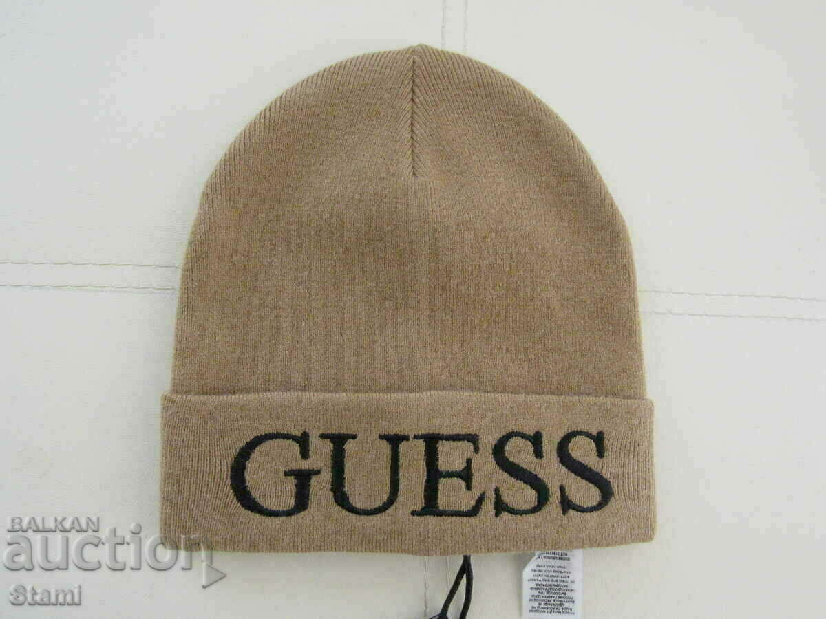 Cappuccino color GUESS knitted cap with price 39.00 BGN | € 19.94