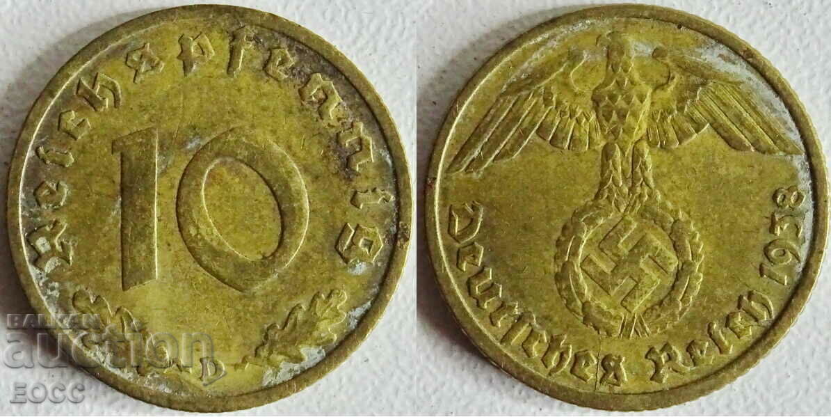 0041 Германия 10 пфенига 1938D