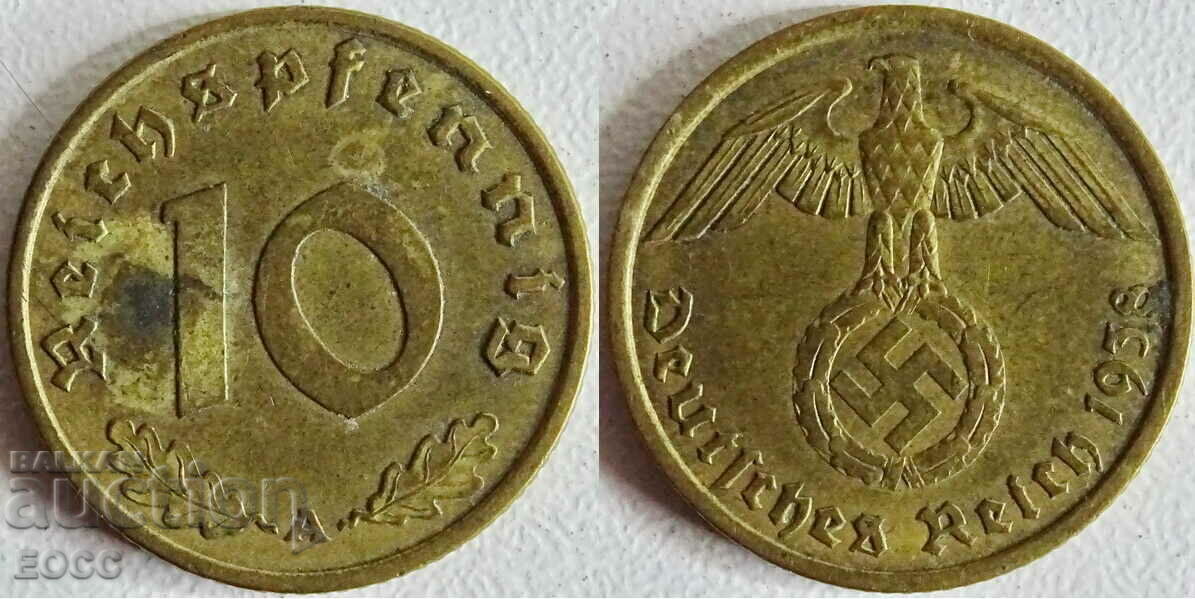 0043 Германия 10 пфенига 1938А