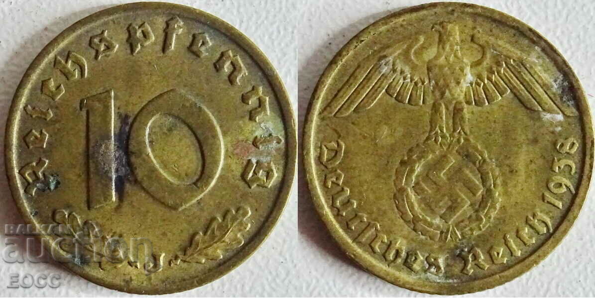 0044  Германия 10 пфенига 1938J