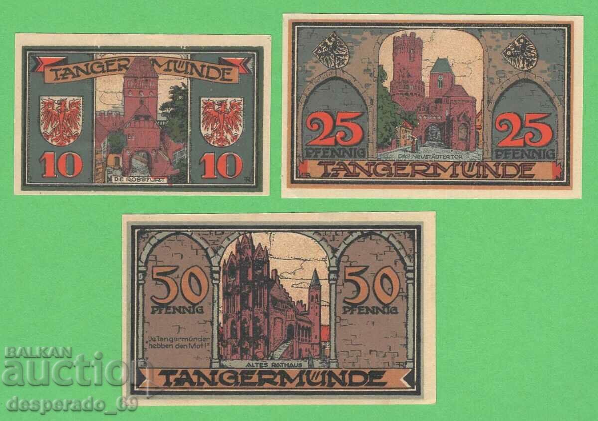 (¯`'•.¸NOTGELD (гр. Tangermünde) 1921 UNC -3 бр.банкноти ´¯)