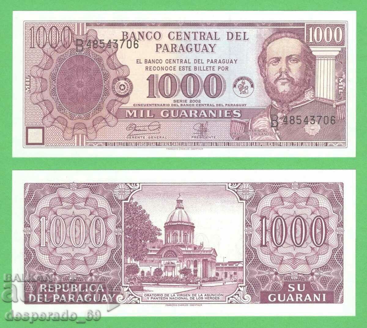 (¯`'•.¸ PARAGUAY 1000 guarani 2002 UNC ¸.•'´¯) (¯`'•.¸ PARAGUAY 1000 guarani 2002 UNC ¸.•'´¯)
