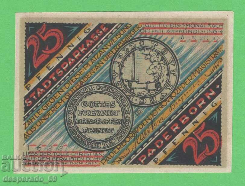 (¯`'•.¸NOTGELD (orașul Paderborn) UNC -25 pfennig¸.•'´¯) cu preț 2.80 BGN | € 1.43 (¯`'•.¸NOTGELD (orașul Paderborn) UNC -25 pfennig¸.•'´¯) cu preț 2.80 BGN | € 1.43