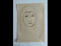 Old Drawing Pencil Portrait Girl Woman