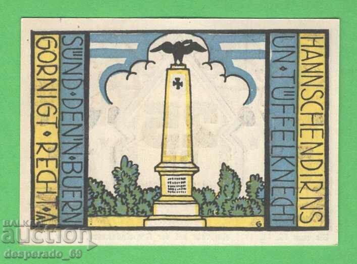(¯`'•.¸NOTGELD (City of Carlow) 1921 UNC -25 pfennig¸.•'´¯)