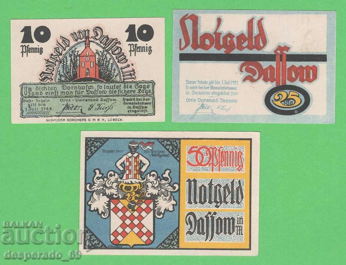 (¯`'•.¸NOTGELD (city Dassow) 1922 UNC -3 pcs. banknotes¸.•'´¯) with price 7.60 BGN | € 3.89 (¯`'•.¸NOTGELD (city Dassow) 1922 UNC -3 pcs. banknotes¸.•'´¯) with price 7.60 BGN | € 3.89