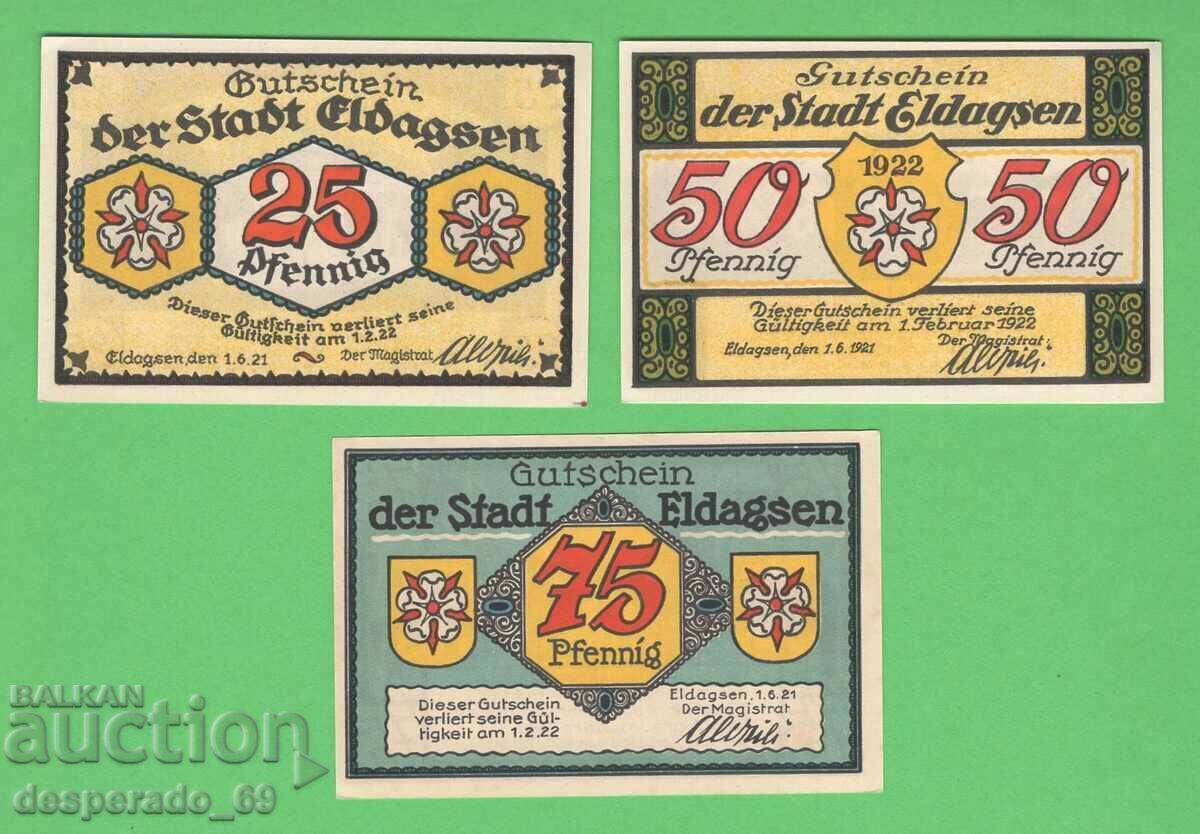 (¯`'•.¸NOTGELD (city Eldagsen) 1921 UNC -3 pcs. banknotes¸.•'´¯) with price € 4.60 | 9.00 BGN