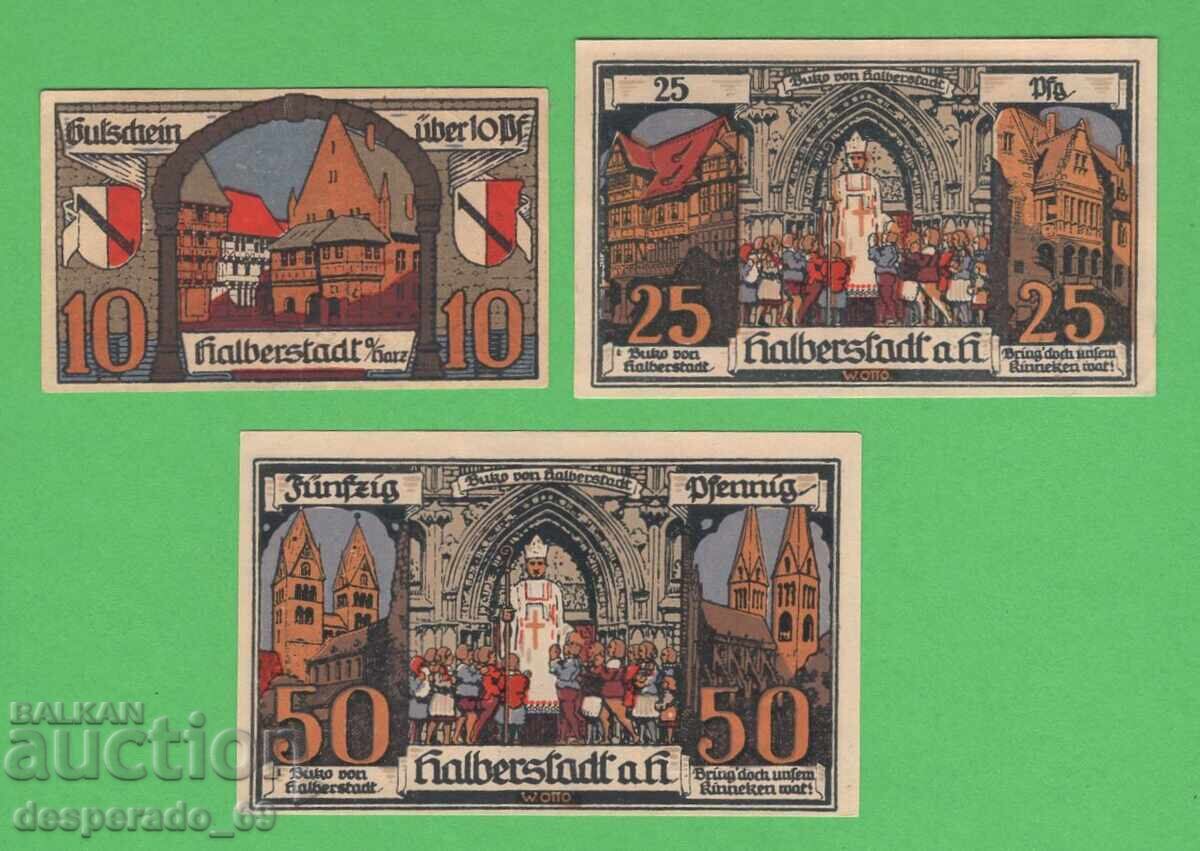 (¯`'•.¸NOTGELD (city Halberstadt) 1921 UNC -3 pcs. banknotes ´¯) (¯`'•.¸NOTGELD (city Halberstadt) 1921 UNC -3 pcs. banknotes ´¯)