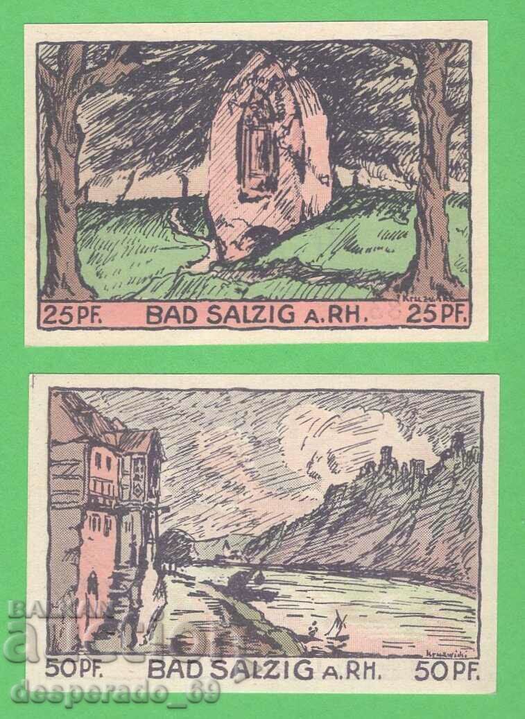 (¯`'•.¸NOTGELD (гр. Bad Salzig) 1921 UNC -2 бр.банкноти '´¯) с цена € 2.70 | 5.28 лв. (¯`'•.¸NOTGELD (гр. Bad Salzig) 1921 UNC -2 бр.банкноти '´¯) с цена € 2.70 | 5.28 лв.