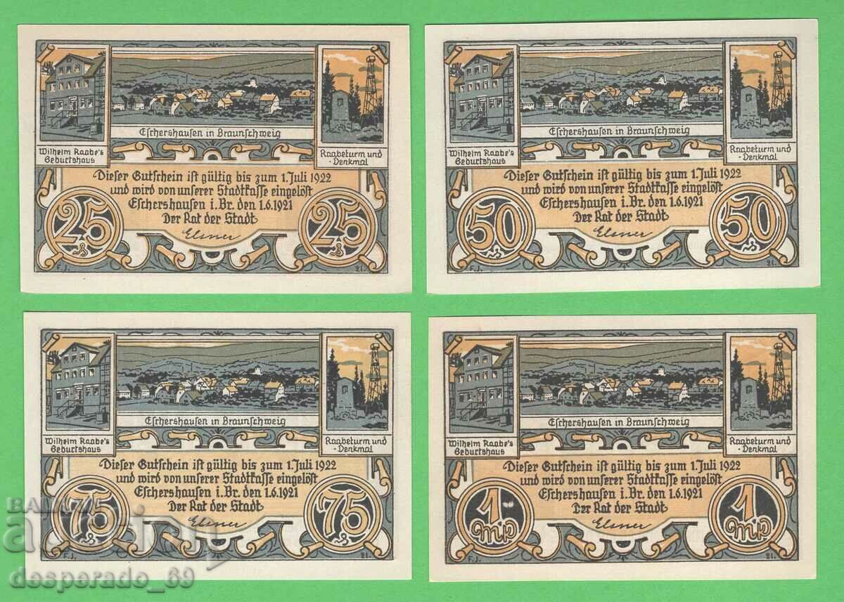 (¯`'•.¸NOTGELD (city Eschershausen) 1921 UNC -4 pcs. banknotes with price 10.80 BGN | € 5.52 (¯`'•.¸NOTGELD (city Eschershausen) 1921 UNC -4 pcs. banknotes with price 10.80 BGN | € 5.52