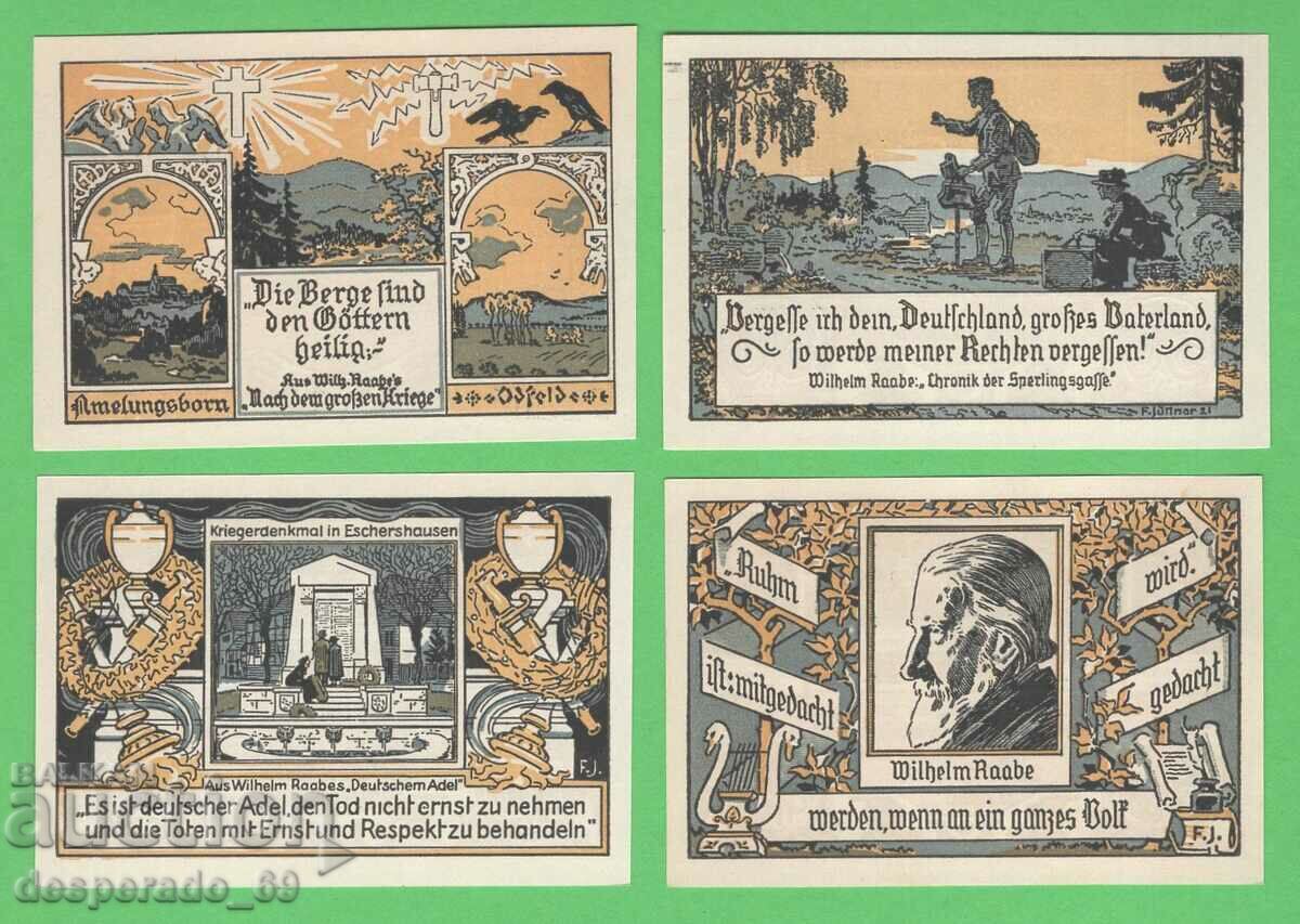 (¯`'•.¸NOTGELD (orașul Eschershausen) 1921 UNC -4 buc. bancnote