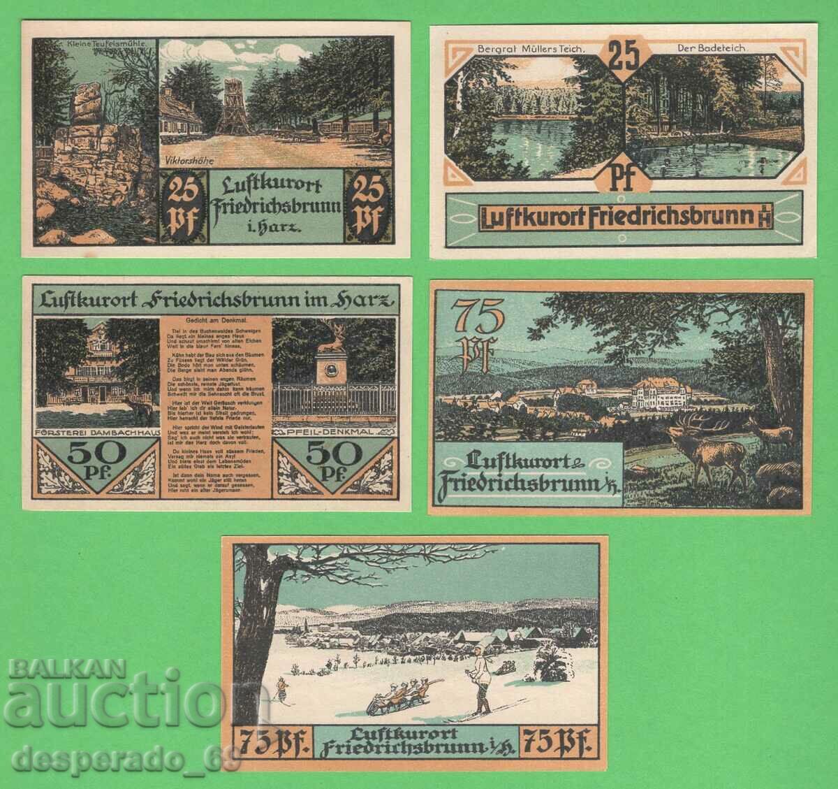 (¯`'•.¸NOTGELD (гр. Friedrichsbrunn) 1921 UNC -5 бр.банкноти