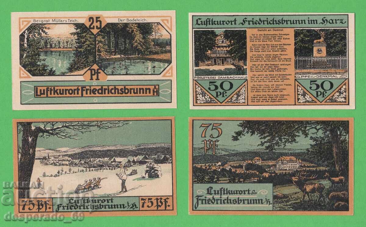 (¯`'•.¸NOTGELD (πόλη Friedrichsbrunn) 1921 UNC - 4 τεμ. τραπεζογραμμάτια