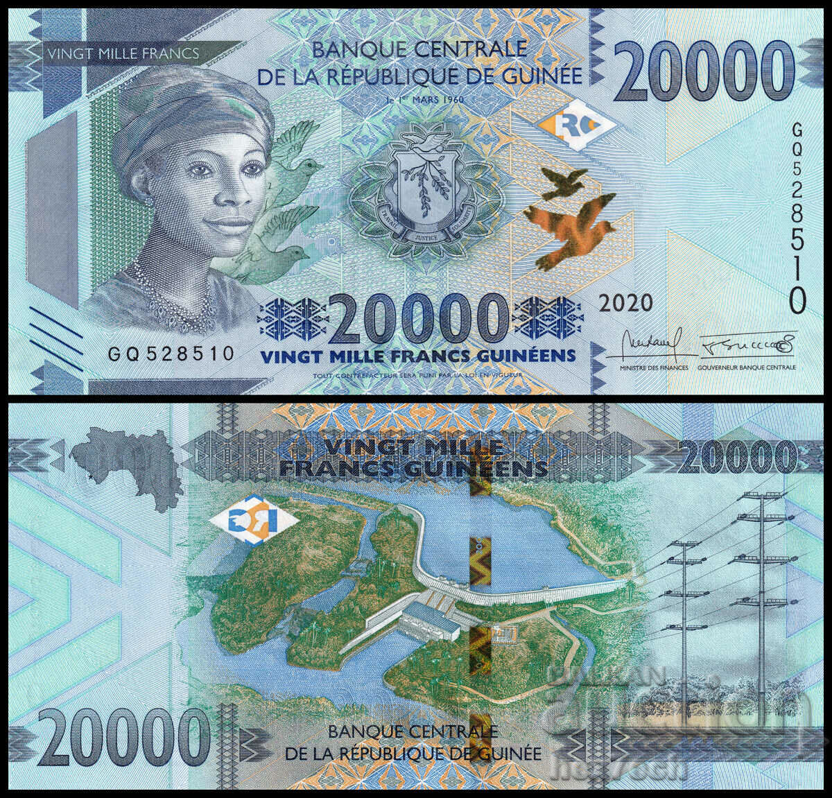 ❤️ ⭐ Guineea 2020 20000 franci UNC nou ⭐ ❤️