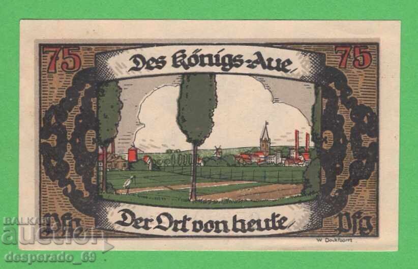 (¯`'•.¸NOTGELD (πόλη Konigsaue) 1921 UNC - 75 πφένιγκ •'´¯)