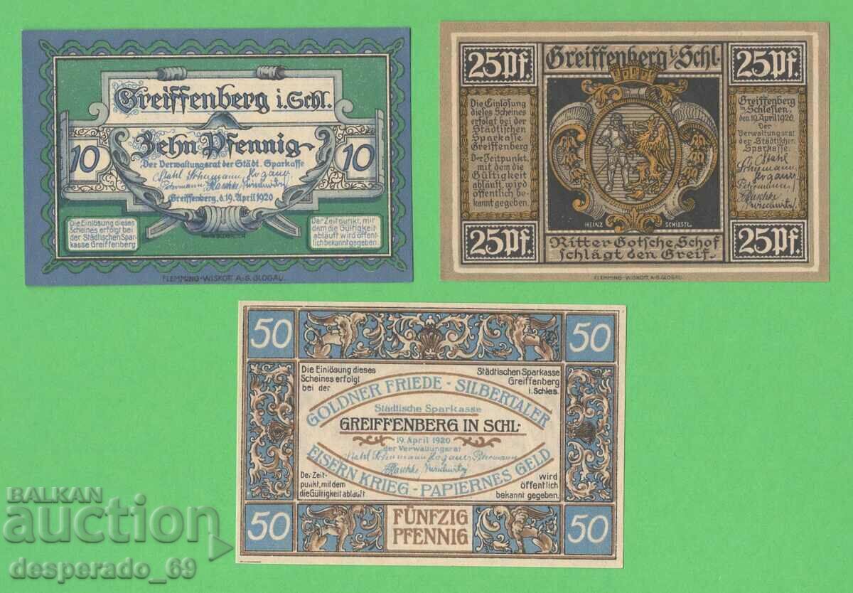 (¯`'•.¸NOTGELD (Greiffenberg) 1920 UNC -3 pcs. banknotes with price 8.40 BGN | € 4.29 (¯`'•.¸NOTGELD (Greiffenberg) 1920 UNC -3 pcs. banknotes with price 8.40 BGN | € 4.29