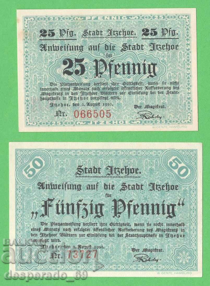 (¯`'•.¸NOTGELD (гр. Itzehoe) 1920 UNC-  -2 бр.банкноти •'´¯) с цена € 2.80 | 5.48 лв.