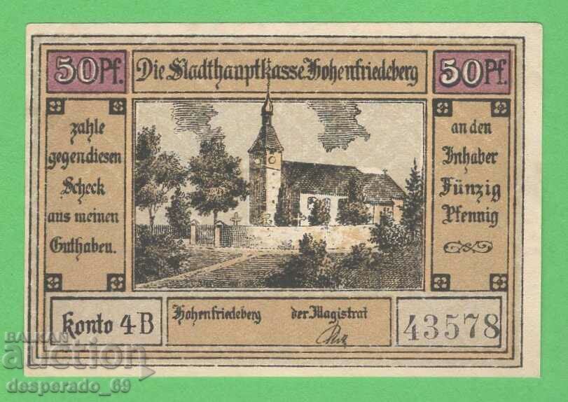 (¯`'•.¸NOTGELD (city Hohenfriedeberg) UNC -50 pfennig¸.•'´¯) with price 2.70 BGN | € 1.38