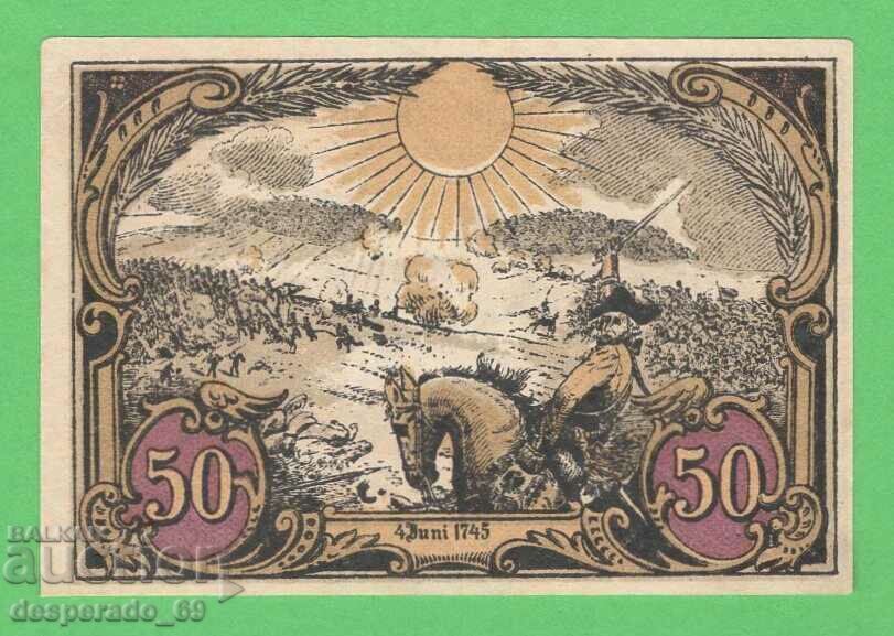 (¯`'•.¸NOTGELD (city Hohenfriedeberg) UNC -50 pfennig¸.•'´¯)