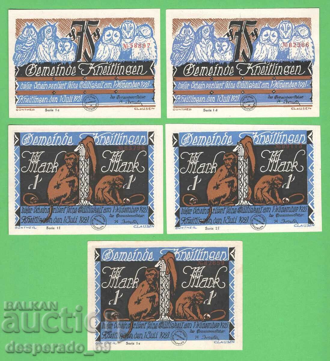 Delivery of (¯`'•.¸NOTGELD (town of Kneitlingen) 1921 UNC -9 pcs. banknotes ´¯) Delivery of (¯`'•.¸NOTGELD (town of Kneitlingen) 1921 UNC -9 pcs. banknotes ´¯)