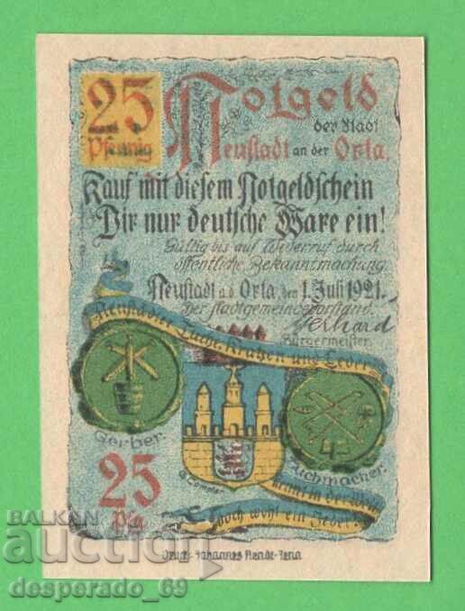 (¯`'•.¸NOTGELD (city Neustadt) 1921 UNC -25 pfennig¸.•'´¯) with price 2.50 BGN | € 1.28