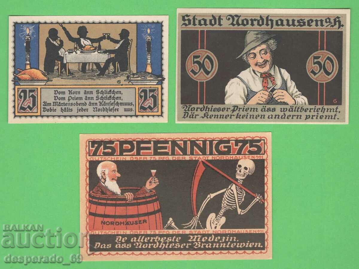 (¯`'•.¸NOTGELD (city of Nordhausen) 1921 UNC -3 pcs. banknotes '´¯)