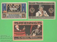 (¯`'•.¸NOTGELD (orașul Nordhausen) 1921 UNC -3 buc. bancnote '´¯)