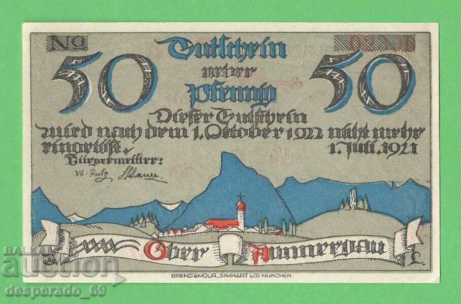 (¯`'•.¸NOTGELD (city Oberammergau) 1921 UNC -50 pfennig •'´¯) with price 2.80 BGN | € 1.43 (¯`'•.¸NOTGELD (city Oberammergau) 1921 UNC -50 pfennig •'´¯) with price 2.80 BGN | € 1.43