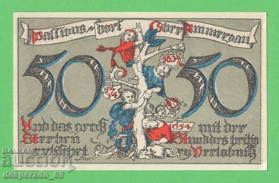(¯`'•.¸NOTGELD (πόλη Oberammergau) 1921 UNC -50 pfennig •'´¯)