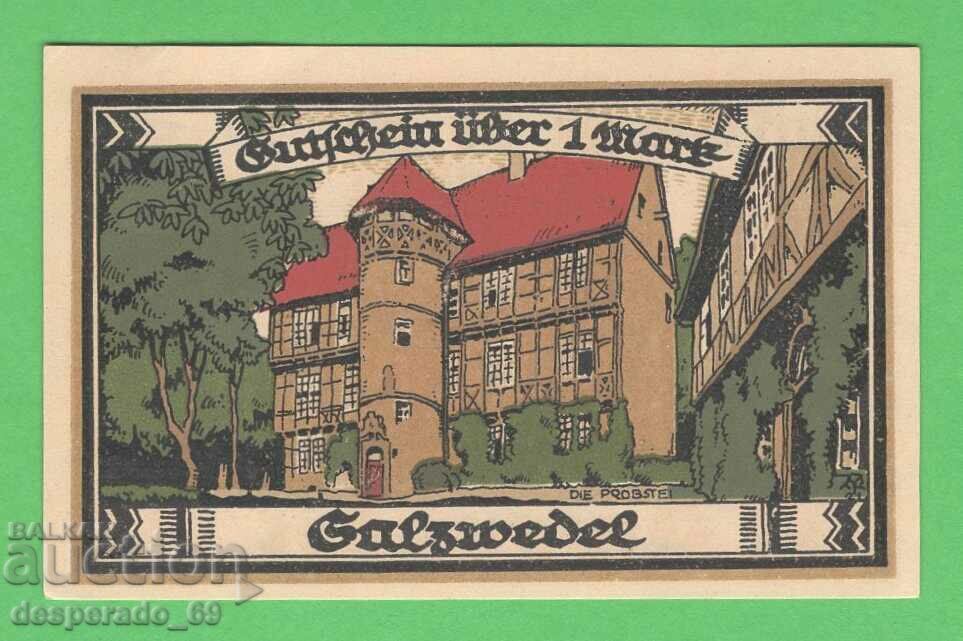 (¯`'•.¸NOTGELD (Orașul Salzwedel) 1921 UNC -1 timbru¸.•'´¯)