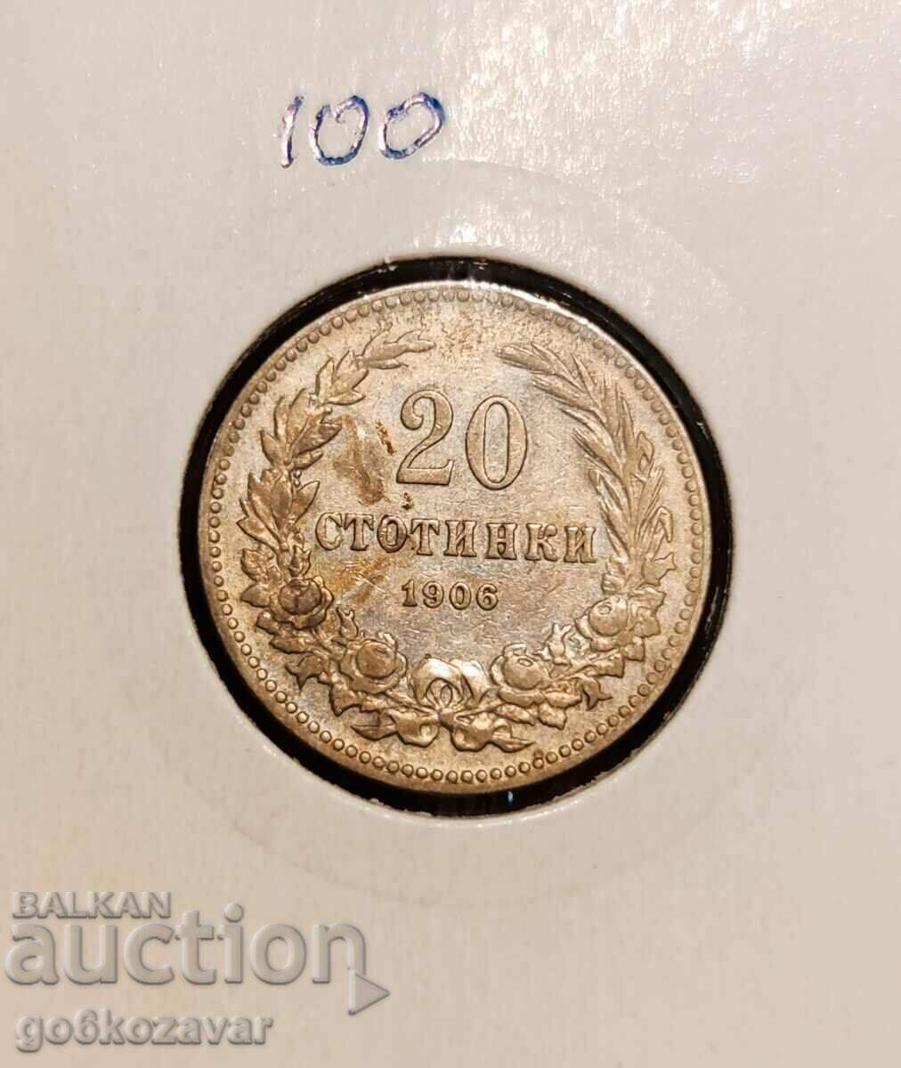 Bulgaria 20 de cenți 1906 Rar