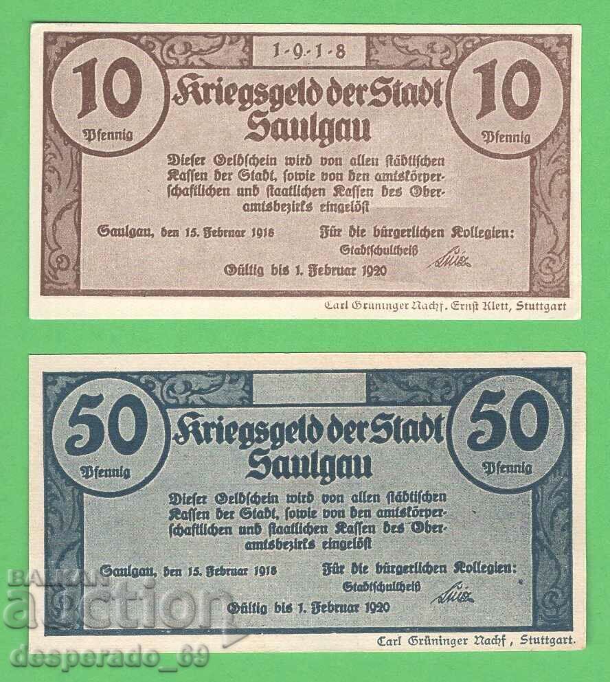 (¯`'•.¸NOTGELD (orașul Saulgau) 1918 UNC -2 buc. bancnote¸.•'´¯) cu preț € 4.00 | 7.82 BGN