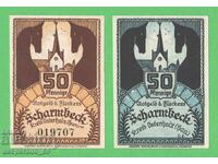 (¯`'•.¸NOTGELD (orașul Scharmbeck) 1920 UNC -2 buc. bancnote '´¯)