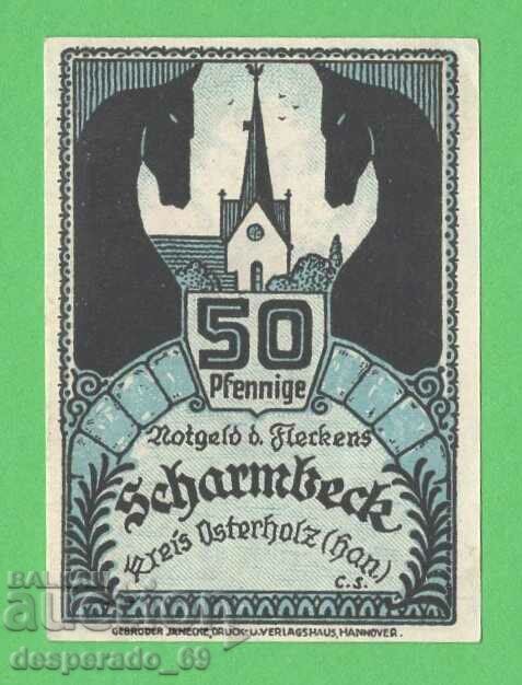 (¯`'•.¸NOTGELD (πόλη Scharmbeck) 1920 UNC -50 pfennig¸.•'´¯)
