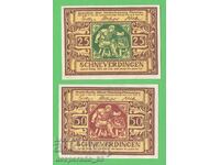(¯`'•.¸NOTGELD (orașul Schneverdingen) 1921 UNC -2 buc. bancnote