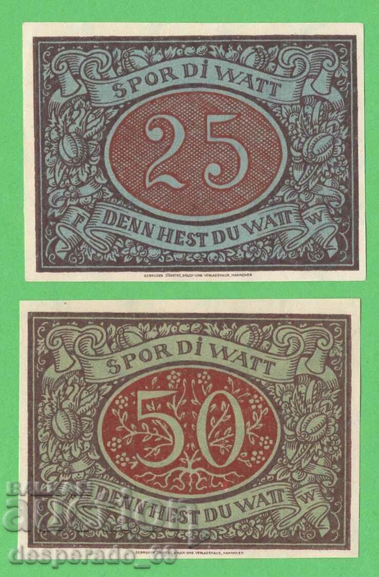 (¯`'•.¸NOTGELD (πόλη του Schneverdingen) 1921 UNC -2 τεμ. τραπεζογραμμάτια με τιμή € 2.50 | 4.89 BGN