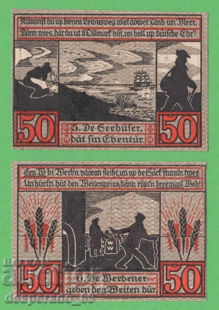 (¯`'•.¸NOTGELD (πόλη Stendal) 1921 UNC - 2 τμχ. χαρτονομίσματα¸.•'´¯)