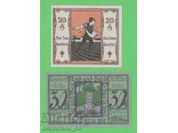 (¯`'•.¸NOTGELD (orașul Tonndorf-Lohe) 1921 UNC -2 buc. bancnote