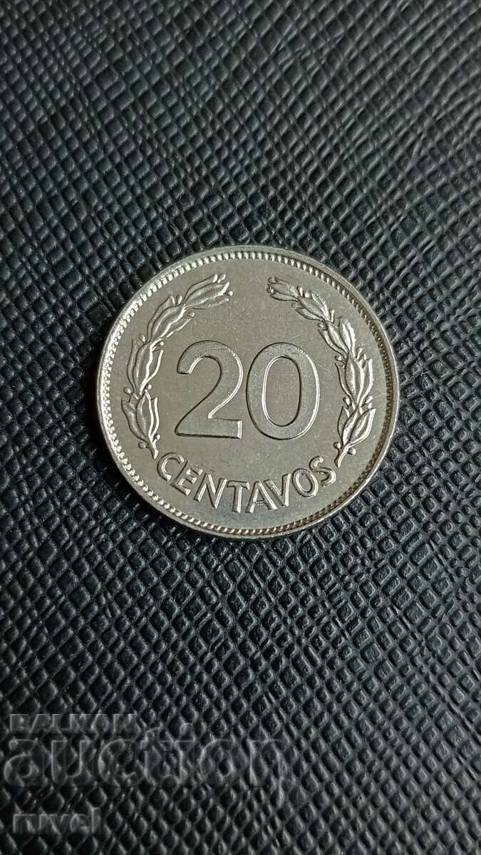 Ecuador 20 centavos, 1966