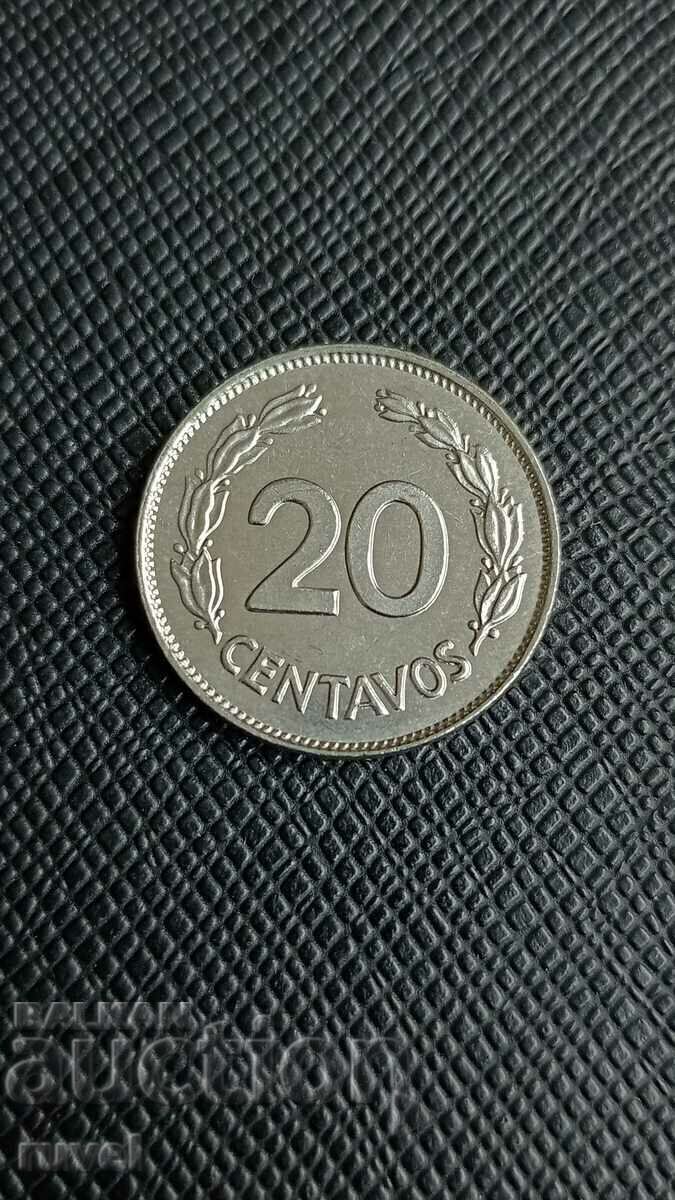 Ecuador 20 centavos, 1966 Ecuador 20 centavos, 1966