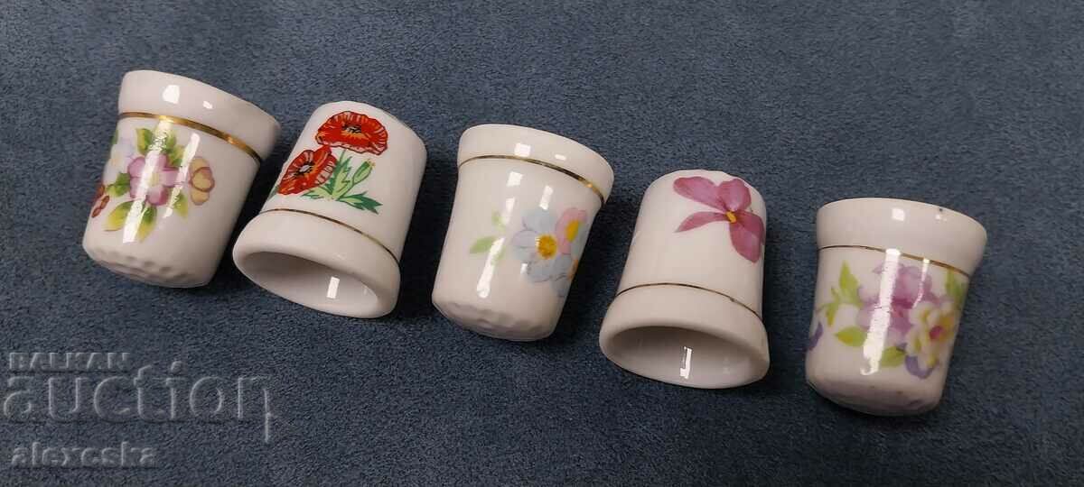 A collection of porcelain thimbles