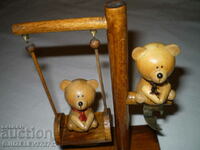 Retro wooden bear opener stand