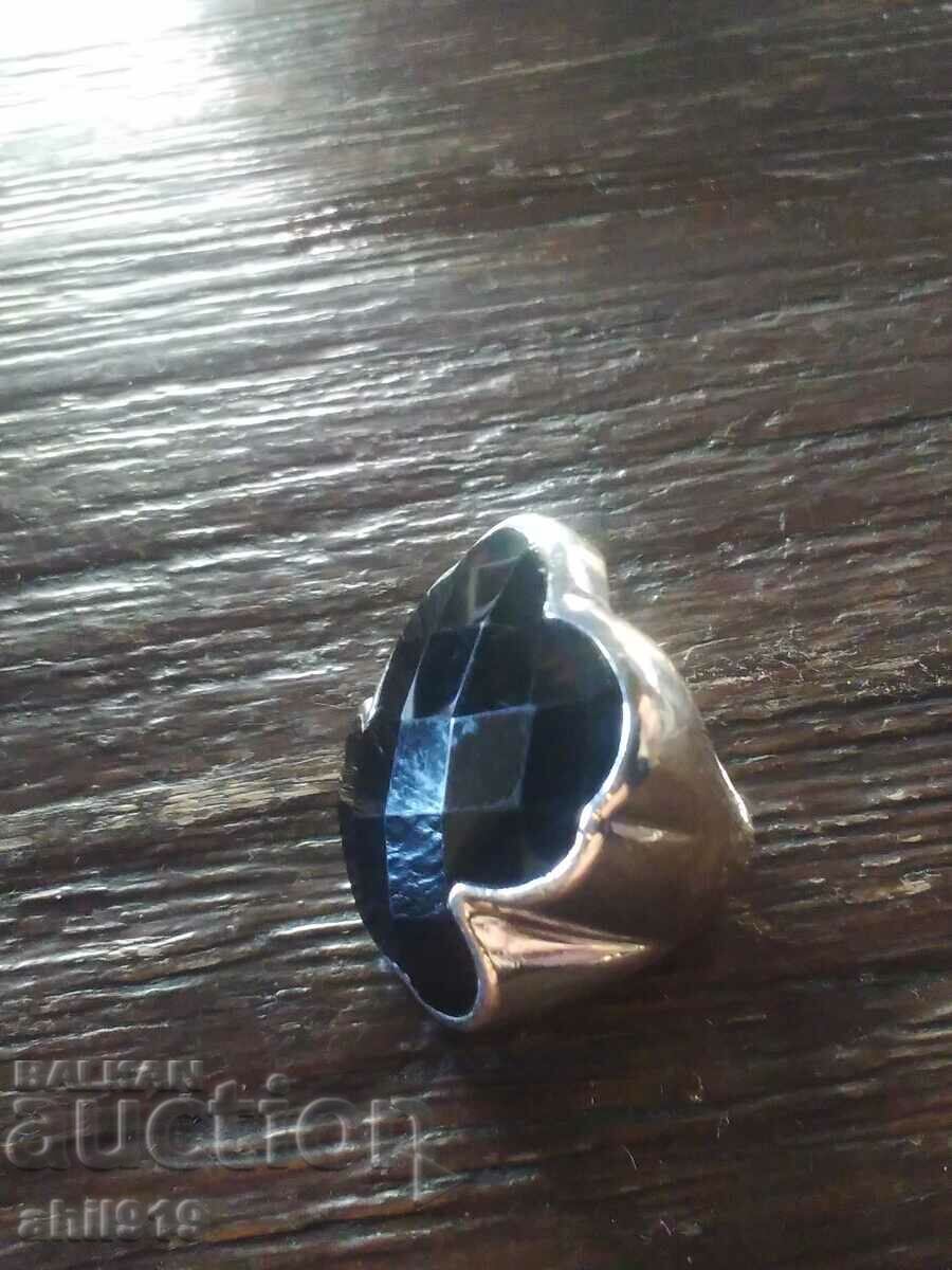 Women's silver ring with onyx
