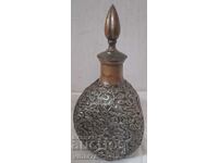 Antique Chinese Silver Plated Bronze Glass Wuxi Decanter