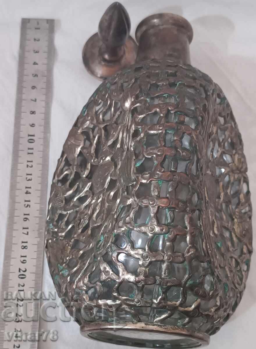 Livrarea Decantor Wuxi din sticlă din bronz placat cu argint chinezesc antic