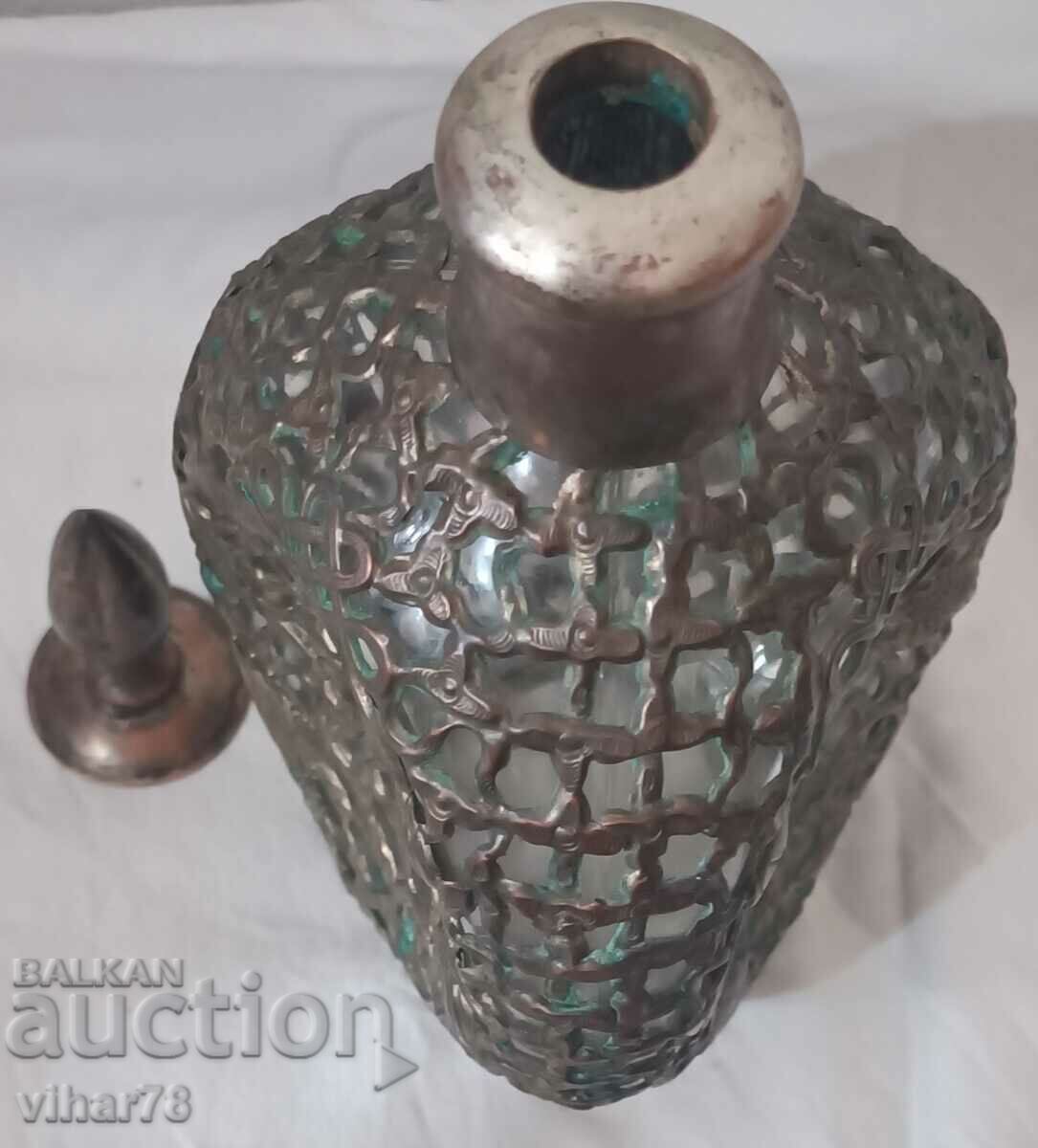 Antique Chinese Silver Plated Bronze Glass Wuxi Decanter - 5