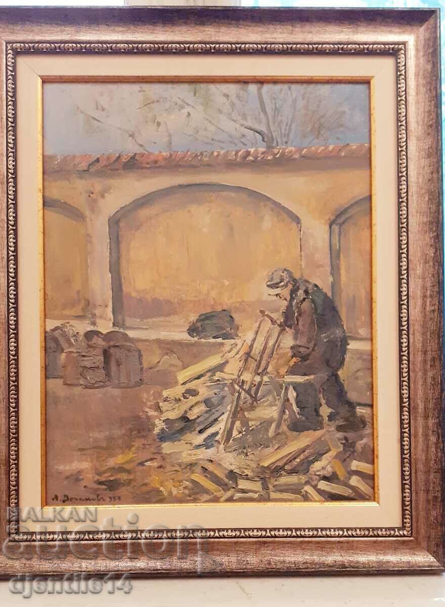 Oil painting on cardboard. Lubo Doganov