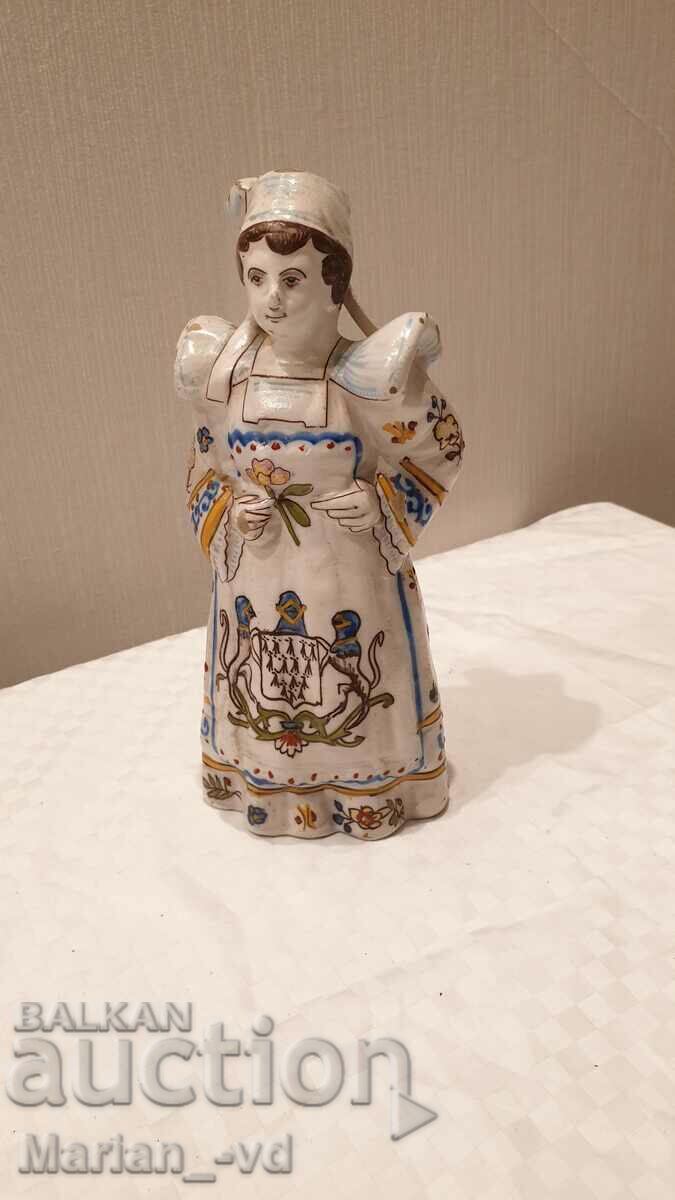 Livrarea Figura feminină din porțelan, franceză, clopot de seară figurat